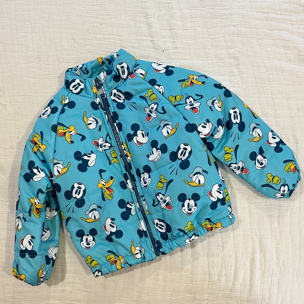 NWOT Disney Blue Mickey Mouse Kids Puffer Jacket